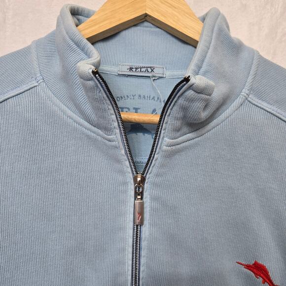 Tommy Bahama Mens Prep Antigua Cove Quarter Zip Pullover Sweatshirt L Light Blue - Picture 4 of 11